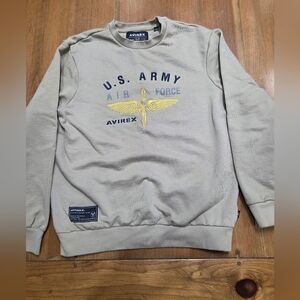 Avirex Men's Tan Sweater with Gold Emblem